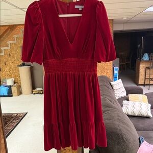 ANTONIO MELANI Red Velvet Mini Dress